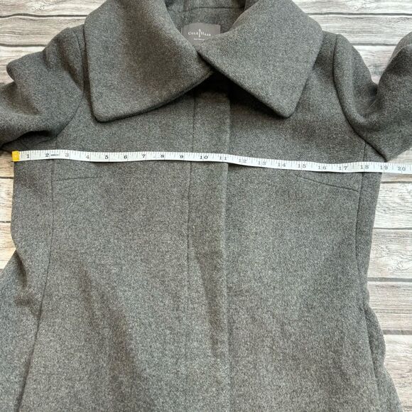 Cole Haan Women's Wool Blend Pea Coat 6 Charcoal Grey Gray Full Zipper Zip Lined - Picture 14 of 16
